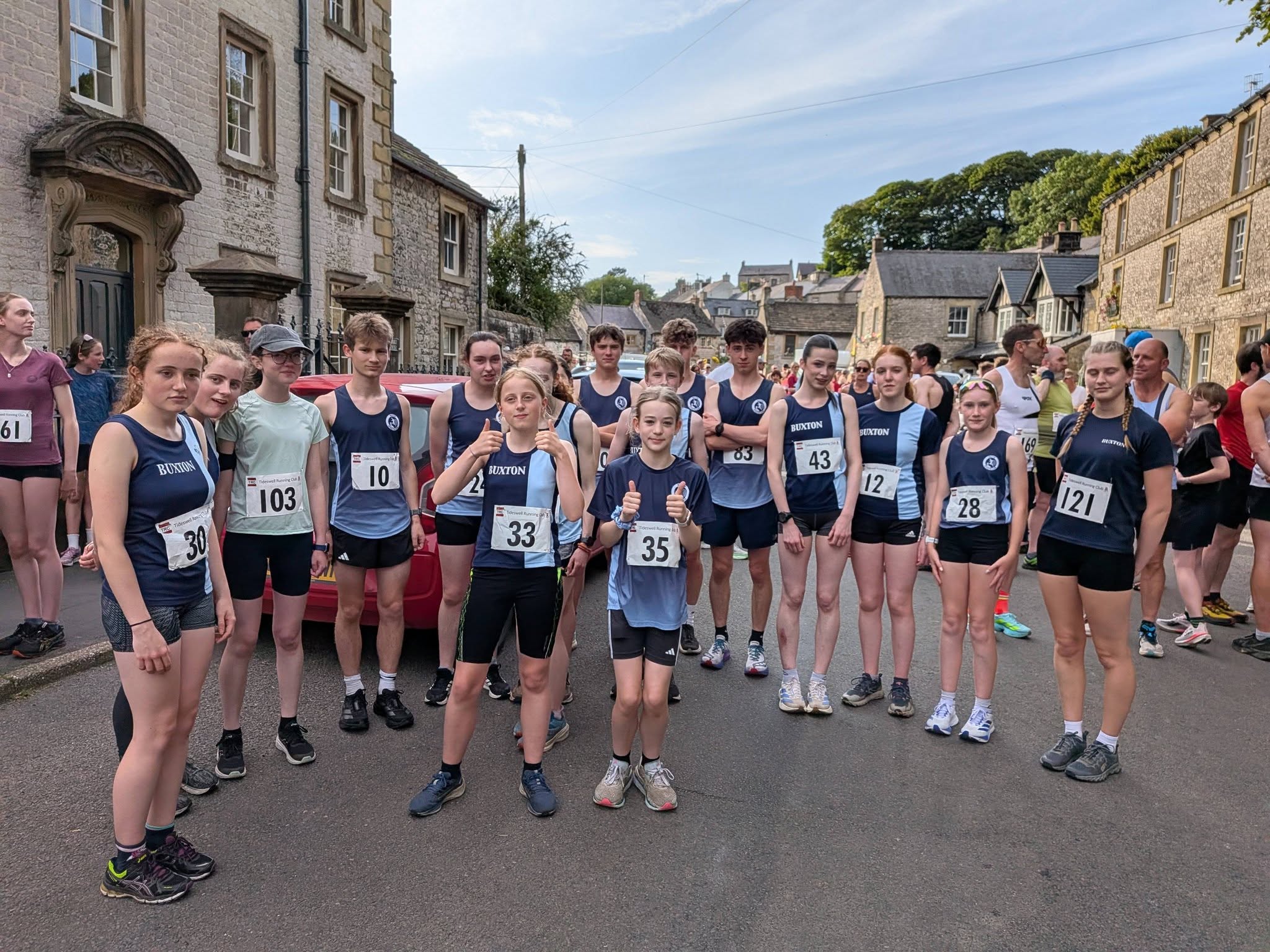 Buxton AC juniors gathered before a local road race