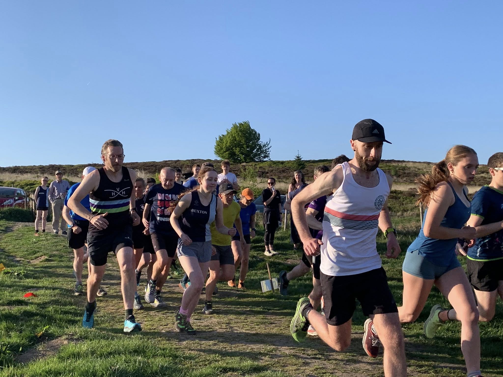 The start of a sunny evening fell race